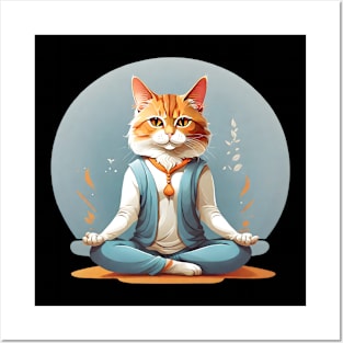 Yoga cat Posters and Art